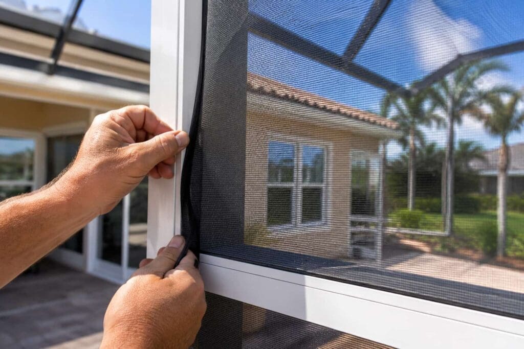 lanai screen enclosure installation orlando florida aluminum frame black mesh