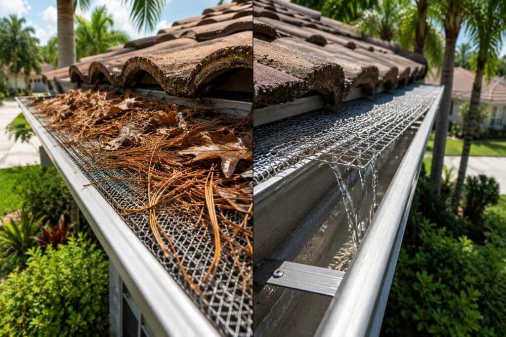 leaf guard blocking pine needles orlando florida central florida gutters